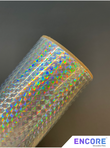 Encore® Silver Mosaic Rainbow Holographic Vinyl